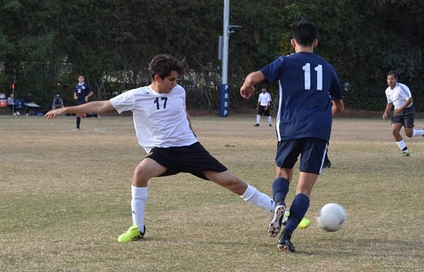 Forward Preston Ho 19 dribbles the ball.