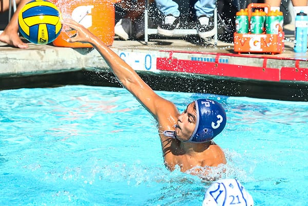 Matthew Gamboa '21 takes a shot at the goal.