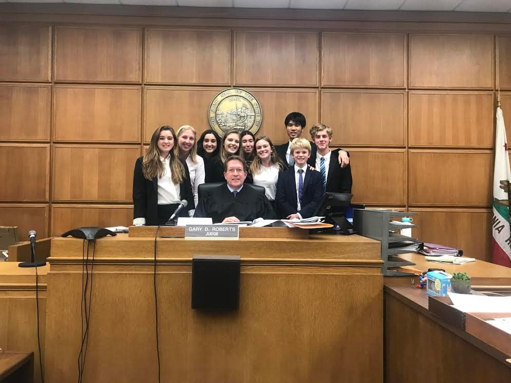 The Mock Trial team poses at the courthouse.